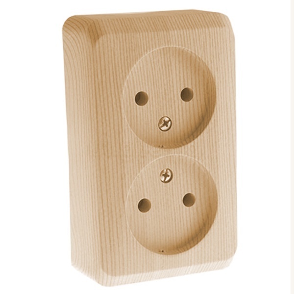 Накладная розетка двойная без заземления SE Этюд сосна