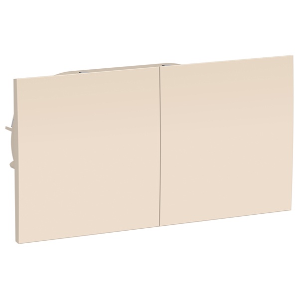 Розетка двойная с заземлением со шторками и сдвижной крышкой SE AtlasDesign 16А в сборе, бежевый