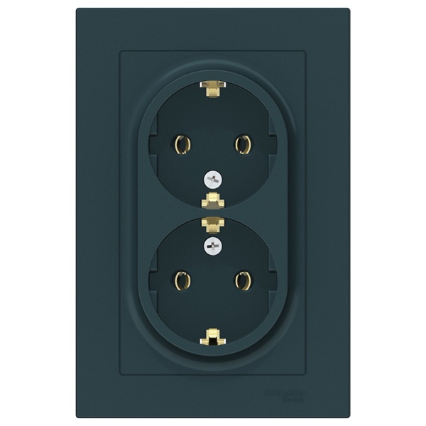 Розетка двойная с заземлением SE AtlasDesign 16А в сборе, изумруд