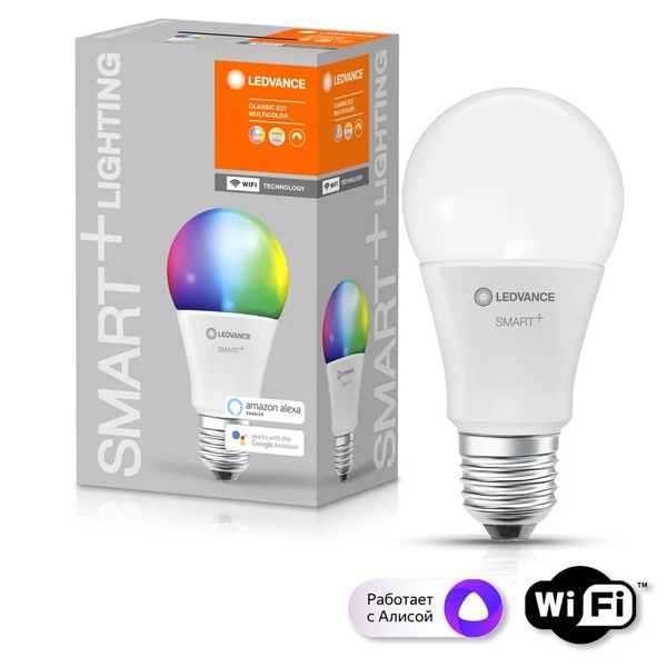 Светодиодная лампа Ledvance WiFi Classic A 60 9W RGBW E27 DIM 1055Lm 15000h d60x115mm