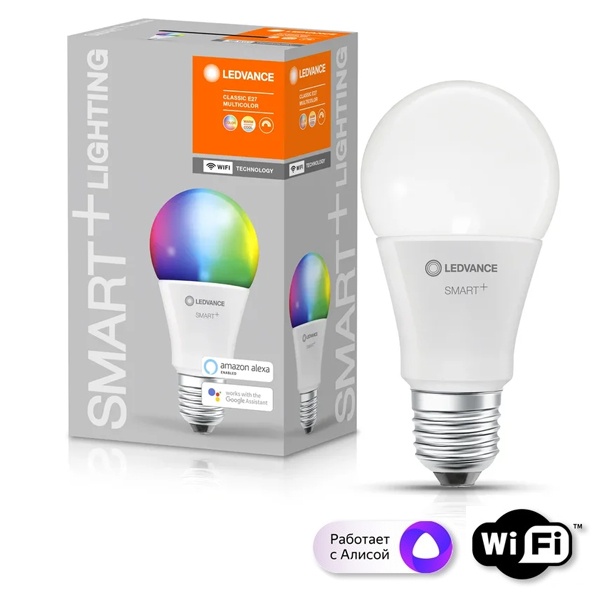Светодиодная лампа Ledvance WiFi Classic A 75 9.5W RGBW E27 DIM 1055Lm 15000h d60x115mm