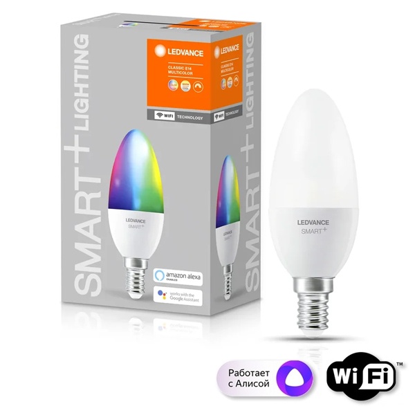 Светодиодная лампа Ledvance WiFi Classic B 40 5W RGBW E14 DIM 470Lm 20000h d38x107mm