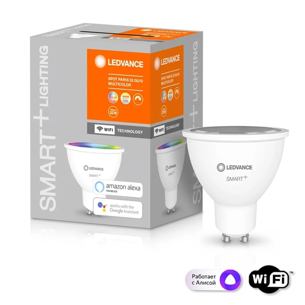 Светодиодная лампа Ledvance WiFi Spot 40 5W RGBW 45° GU10 DIM 350Lm 20000h d50x55mm
