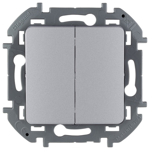 Выключатель двухклавишный Legrand Inspiria алюминий