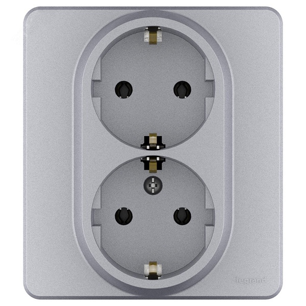 Розетка с/з 220В двойная Legrand Inspiria алюминий