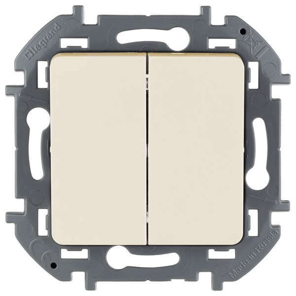 Выключатель двухклавишный Legrand Inspiria слоновая кость (бежевый)