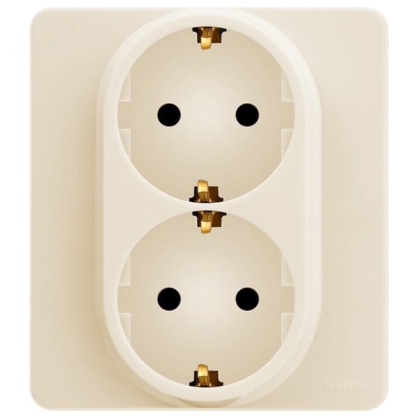 Розетка с/з 220В двойная Legrand Inspiria слоновая кость (бежевый)