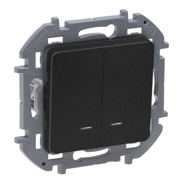 Выключатель двухклавишный с подсветкой Legrand Inspiria антрацит