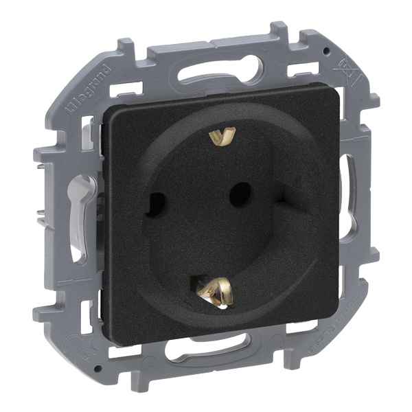 Розетка с/з 220В со шторками Legrand Inspiria антрацит