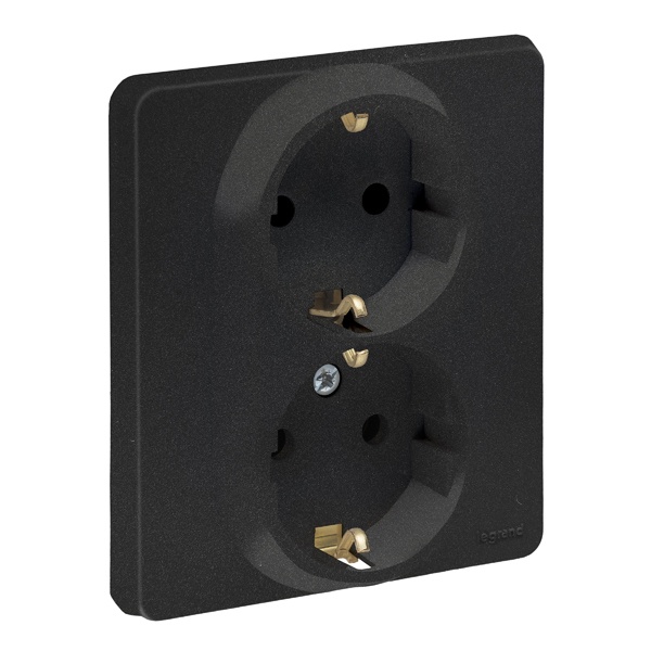 Розетка с/з 220В двойная Legrand Inspiria антрацит