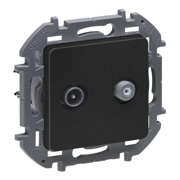 Розетка телевизионная TV/SAT простая Звезда Legrand Inspiria антрацит