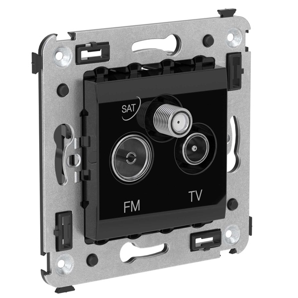 Розетка TV-FM-SAT DKC Avanti в стену, черный квадрат