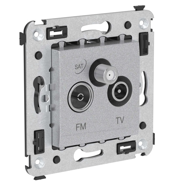 Розетка TV-FM-SAT DKC Avanti в стену, закаленная сталь