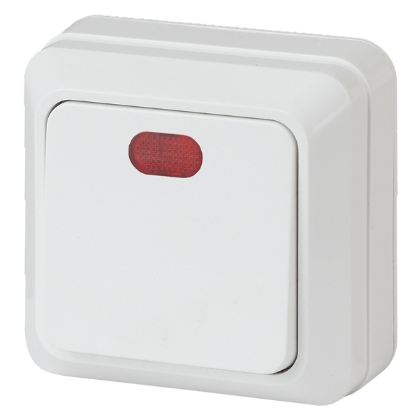 Накладной выключатель 1-кл с подсветкой Intro Quadro 10А-250В IP20 белый 2-102-01 (5055945565621)