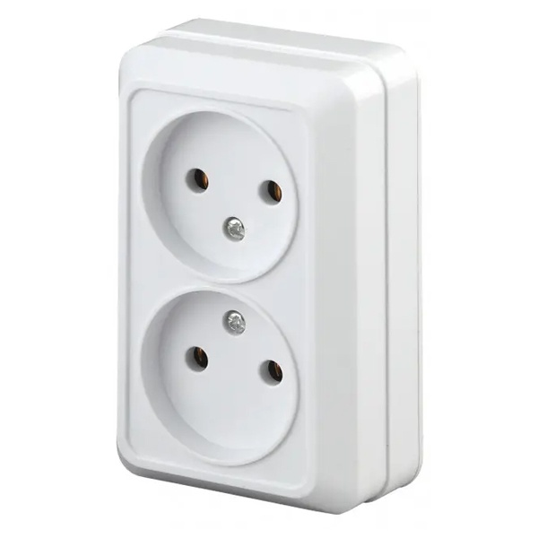 Накладная розетка Intro Quadro 2х2P 16А-250В IP20 белый 2-203-01 (5056183702632)