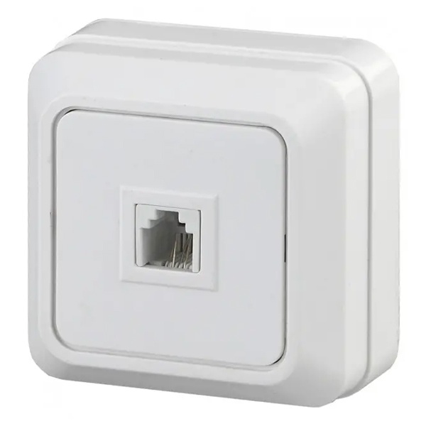 Накладная розетка телефонная Intro Quadro RJ11 IP20 белый 2-302-01 (5055945592436)