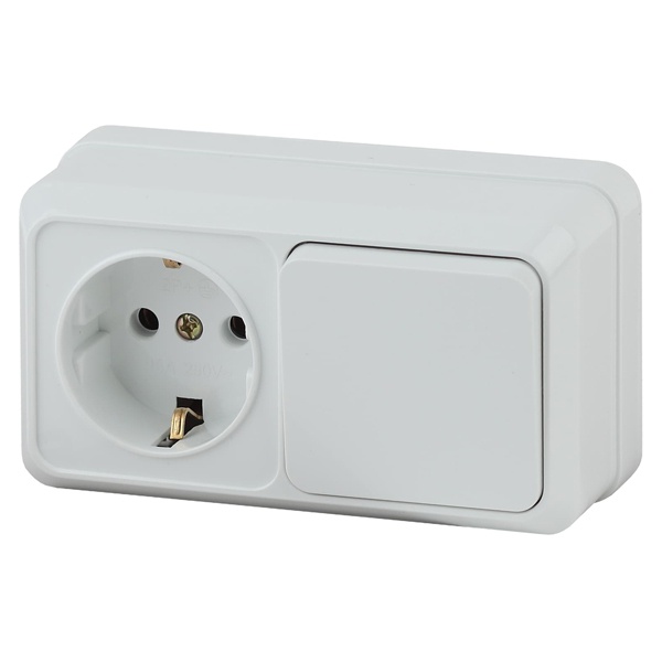 Накладной блок Intro Quadro (2P+E+1-й выключатель) горизонтальный IP20 белый 2-701-01 (5056183753283