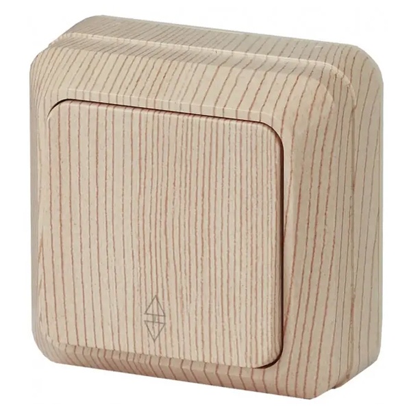 Накладной переключатель одноклавишный Intro Quadro 10А-250В IP20 сосна 2-103-11 (5055945565775)