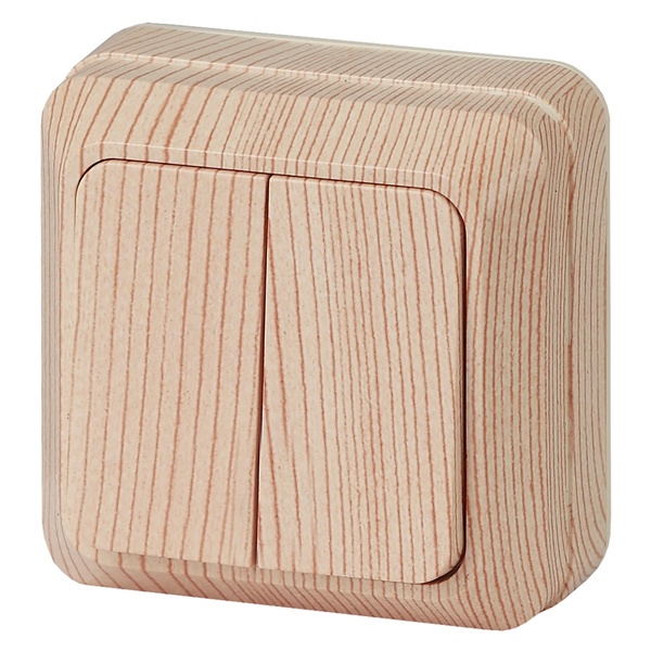 Накладной двухклавишный Intro Quadro 10А-250В IP20 сосна 2-104-11 (5055945565867)