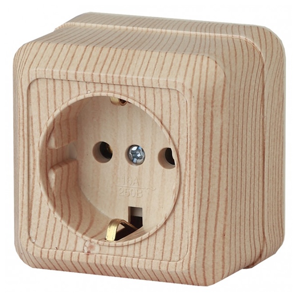 Накладная розетка Intro Quadro 2P+E Schuko 16А-250В IP20 сосна 2-202-11 (5055945566130)
