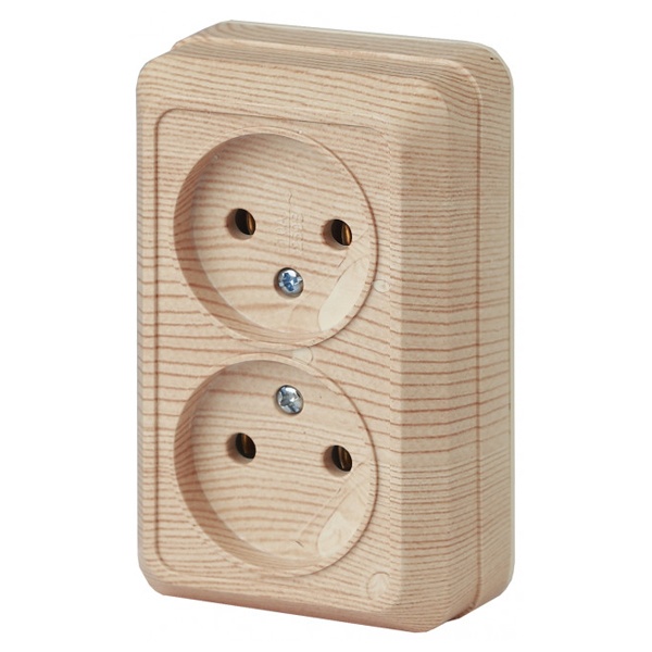 Накладная розетка Intro Quadro 2х2P 16А-250В IP20 сосна 2-203-11 (5056183702434)