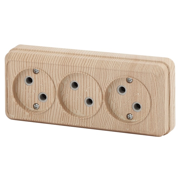 Накладная розетка Intro Quadro 3х2P 16А-250В IP20 сосна 2-205-11 (5056183753078)