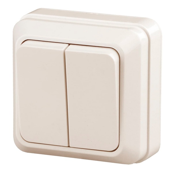 Накладной двухклавишный Intro Quadro 10А-250В IP20 слкость 2-104-02 (5055945565836)