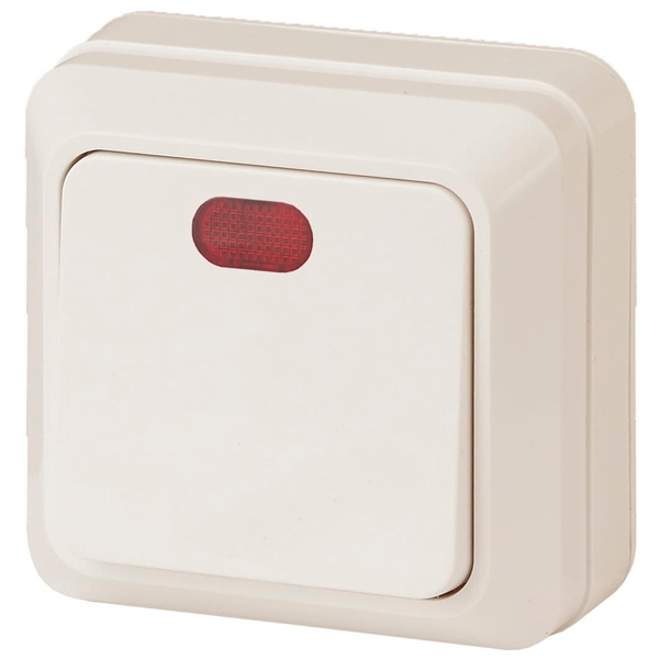 Накладной выключатель 1-кл с подсветкой Intro Quadro 10А-250В IP20 слкость 2-102-02 (5055945565652)