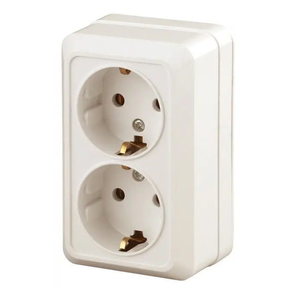 Накладная розетка Intro Quadro 2х2P+E Schuko 16А-250В IP20 слкость 2-204-02 (5056183702441)