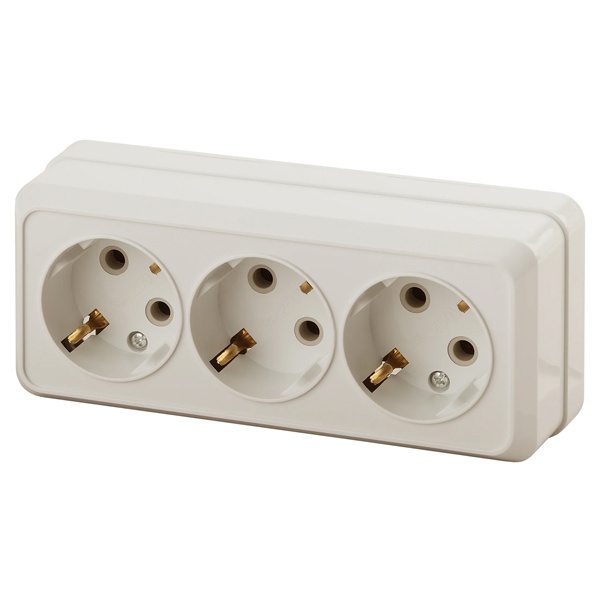 Накладная розетка Intro Quadro 3х2P+E 16А-250В IP20 слкость 2-206-02 (5056183753092)