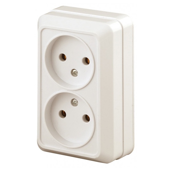 Накладная розетка Intro Quadro 2х2P 16А-250В IP20 слкость 2-203-02(5056183702649)