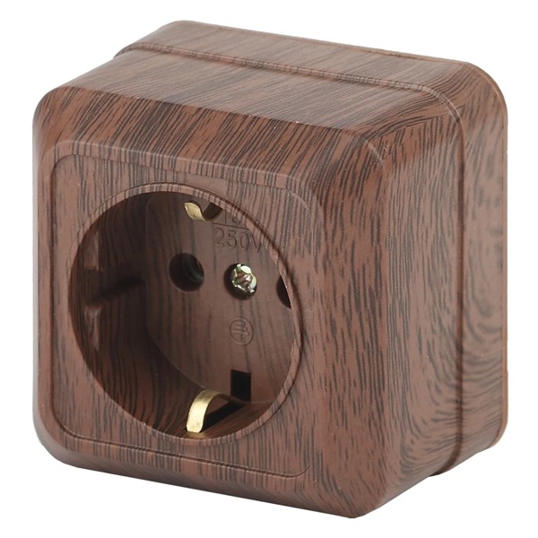 Накладная розетка Intro Quadro 2P+E Schuko 16А-250В IP20 венге 2-202-10 (5055945590869)