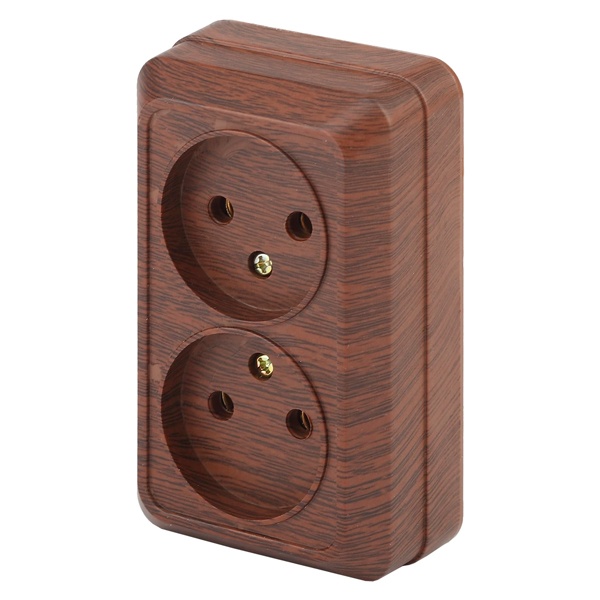 Накладная розетка Intro Quadro 2х2P 16А-250В IP20 венге 2-203-10 (5055945590890)