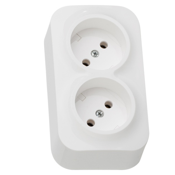 Накладная розетка двойная Legrand Quteo без заземления белая