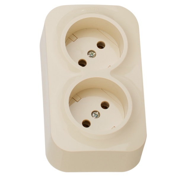 Накладная розетка двойная Legrand Quteo без заземления слоновая кость (бежевый)