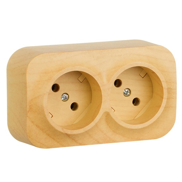 Накладная розетка двойная Legrand Quteo без заземления дерево