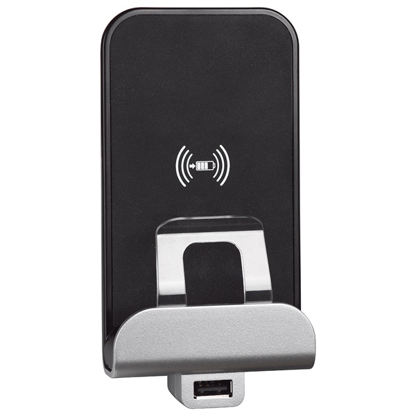 Беспроводное зарядное устройство стандарта Qi 1000мА 2 модуля BTicino Living Now черный