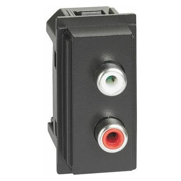 Розетка с двумя разъемами RCA 1 модуль BTicino Living Now черный