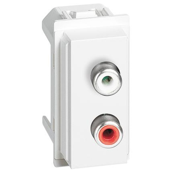 Розетка с двумя разъемами RCA 1 модуль BTicino Living Now белый