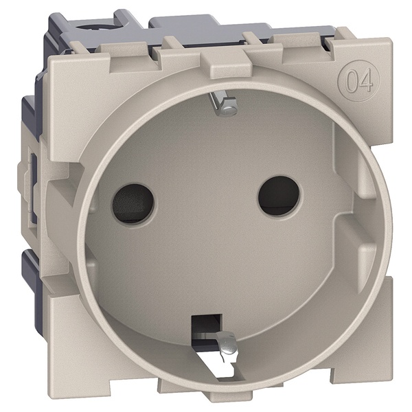Розетка немецкого стандарта 2К+З 16А винтовые клеммы 2 модуля BTicino Living Now песочный