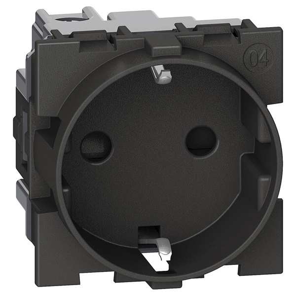 Розетка немецкого стандарта 2К+З 16А винтовые клеммы 2 модуля BTicino Living Now черный