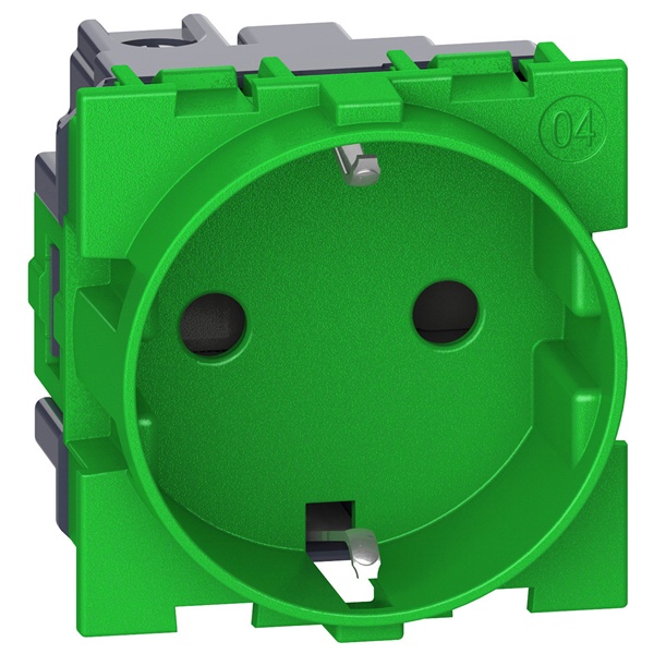 Розетка немецкого стандарта 2К+З 16А винтовые клеммы 2 модуля BTicino Living Now зеленый