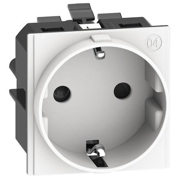Розетка немецкого стандарта 2К+З 16А автоматические клеммы 2 модуля BTicino Living Now белый