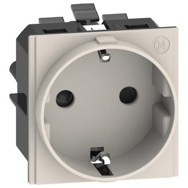 Розетка немецкого стандарта 2К+З 16А автоматические клеммы 2 модуля BTicino Living Now песочный