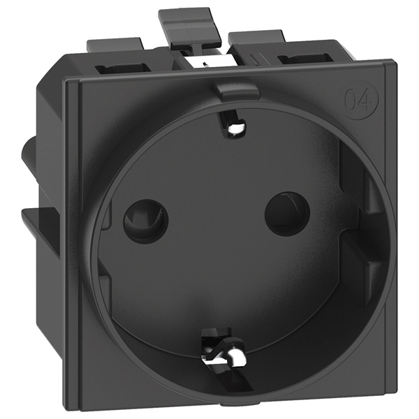 Розетка немецкого стандарта 2К+З 16А автоматические клеммы 2 модуля BTicino Living Now черный