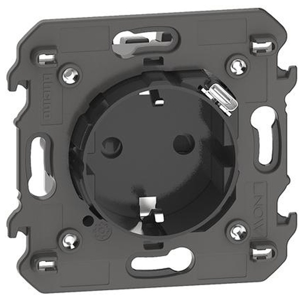 Розетка 2К+З со встроенным зарядным устройством USB тип C 1.5А 2 модуля BTicino Living Now черный