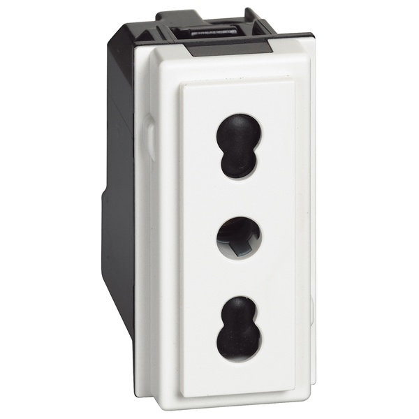 Розетка итальянского стандарта для вилок 2К и 2К+З 10/16А 1 модуль BTicino Living Now белый