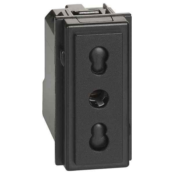 Розетка итальянского стандарта для вилок 2К и 2К+З 10/16А 1 модуль BTicino Living Now черный