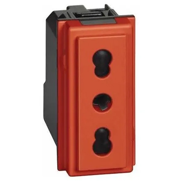 Розетка итальянского стандарта для вилок 2К и 2К+З 10/16А 1 модуль BTicino Living Now красный