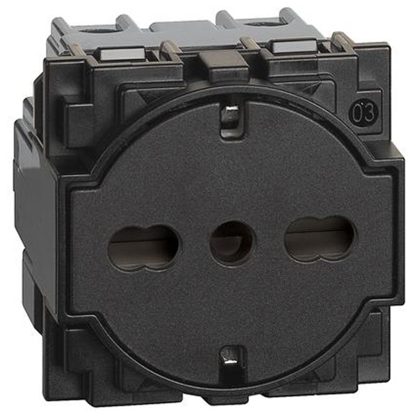 Розетка немецкого/итальянского стандарта с плоской панелью 10/16А 2 модуля BTicino Living Now черный